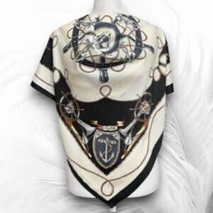 Elegant Women's Scarf with Nautical Motifs Size: 35 x 35 inch